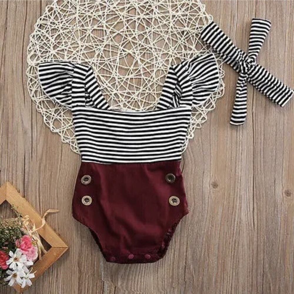 Baby Girl Los Angeles Boutique Romper Bodysuit & Headband Outfit 3-6 Months NEW
